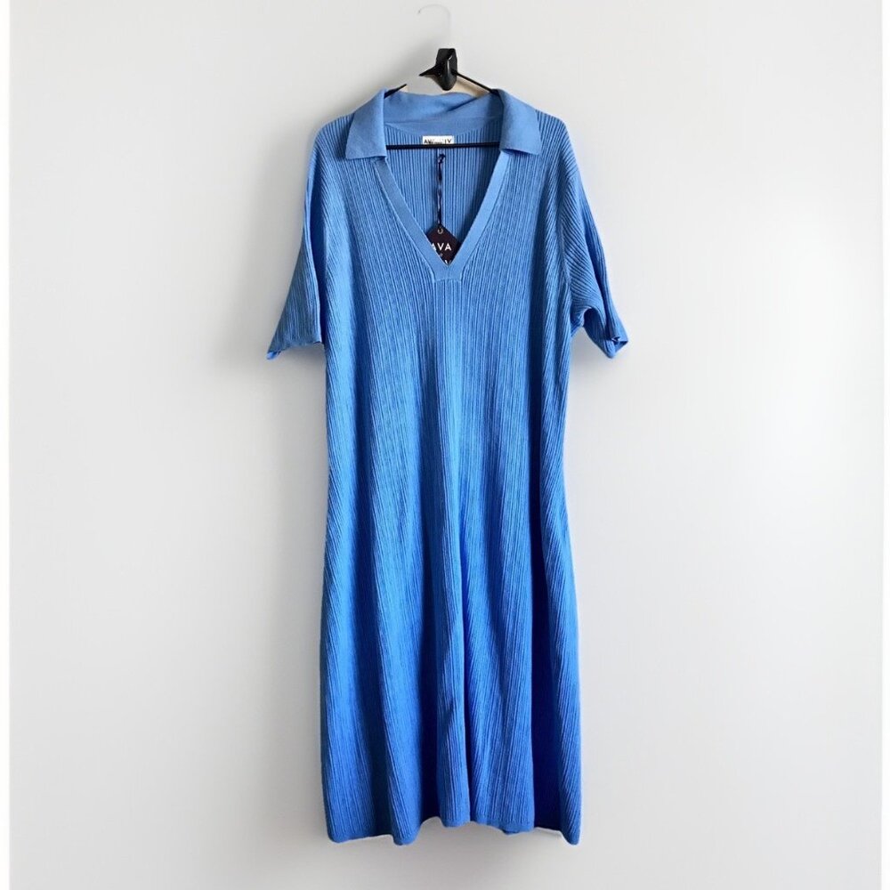 Ava & Viv Women's Plus Size 3X (24-26) Short Sleeve Ribbed Midi Sweater Dress
